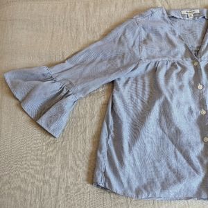 EUC! Madewell Cotton Navy and White Pinstriped Top